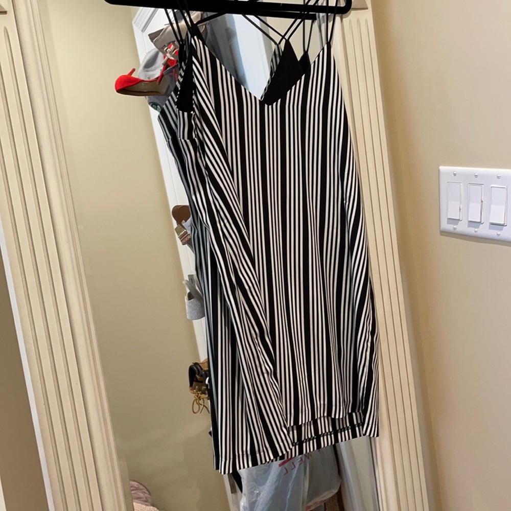 Black and white striped dress